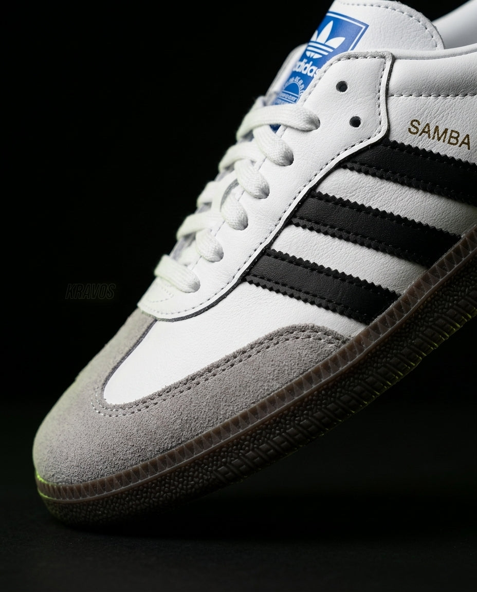 AD Leather Ribbed-Toe Terrace Trainer White Black Grey