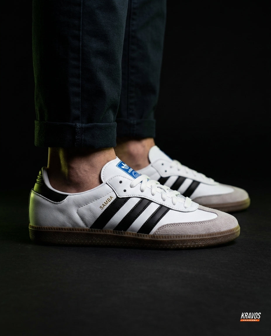 AD Leather Ribbed-Toe Terrace Trainer White Black Gum