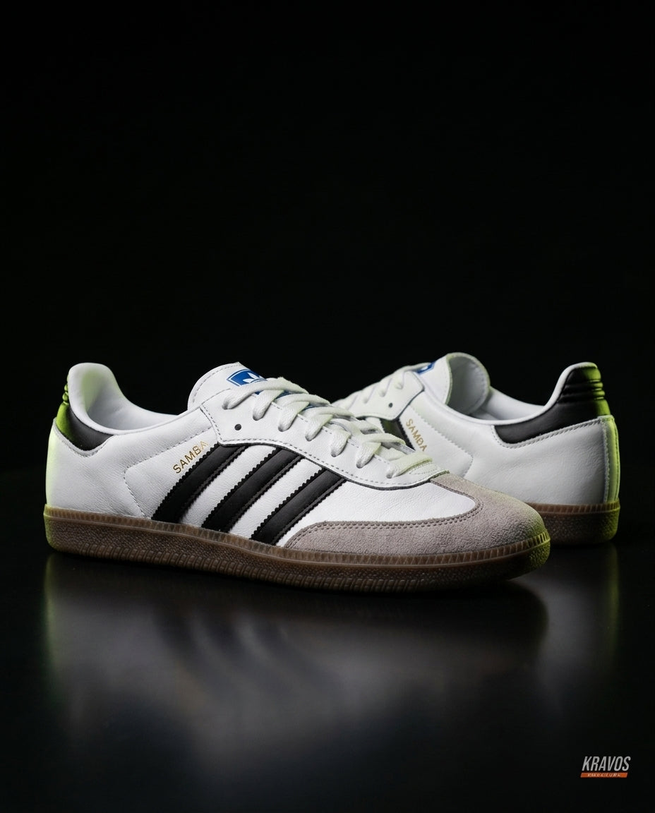 AD Leather Ribbed-Toe Terrace Trainer White Black Gum