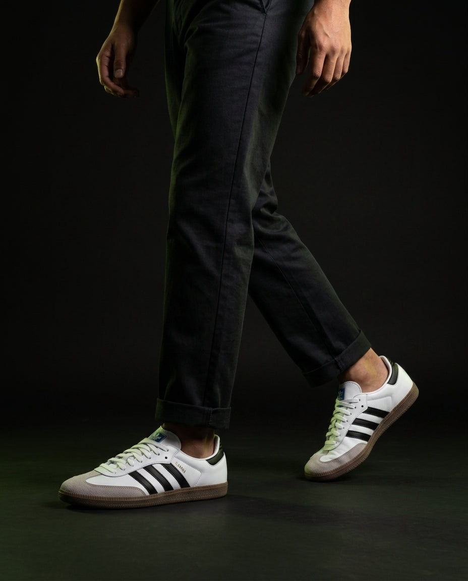 AD Leather Ribbed-Toe Terrace Trainer White Black Gum