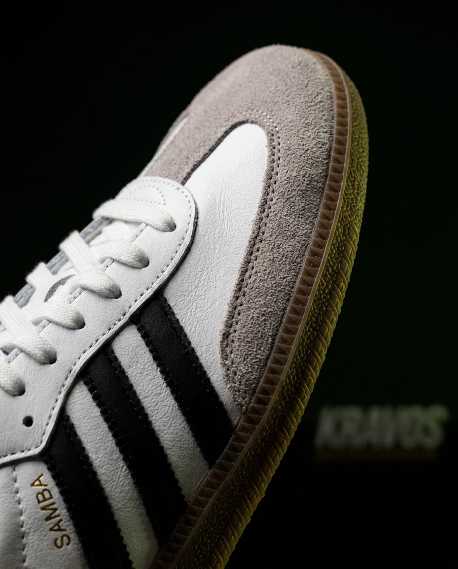 AD Leather Ribbed-Toe Terrace Trainer White Black Gum