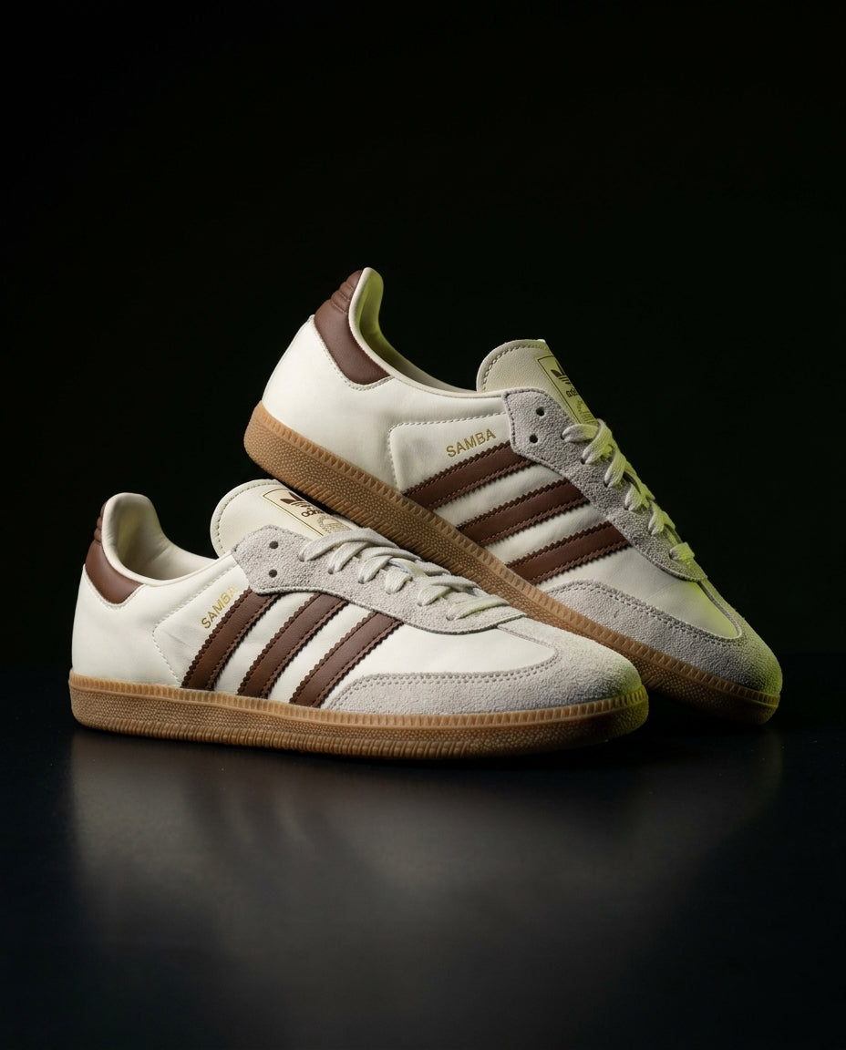 AD Leather Ribbed-Toe Terrace Trainer White Brown Gum