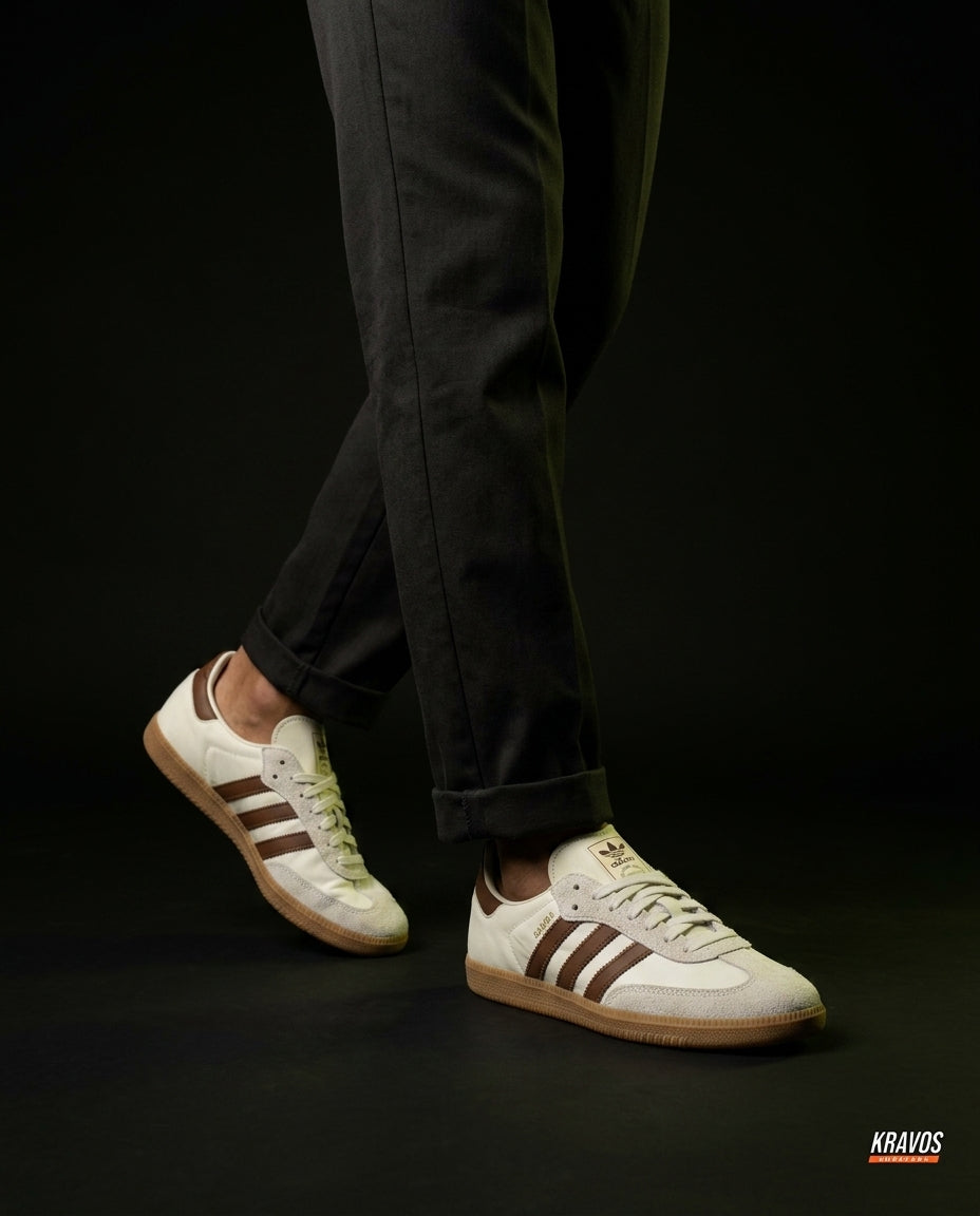 AD Leather Ribbed-Toe Terrace Trainer White Brown Gum