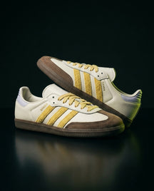 AD Leather Ribbed-Toe Terrace Trainer White Gold Brown