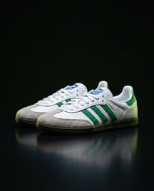 AD Leather Ribbed-Toe Terrace Trainer White Green Gum