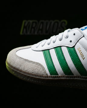 AD Leather Ribbed-Toe Terrace Trainer White Green Gum