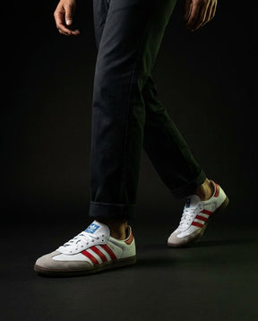 AD Leather Ribbed-Toe Terrace Trainer White Red Gum