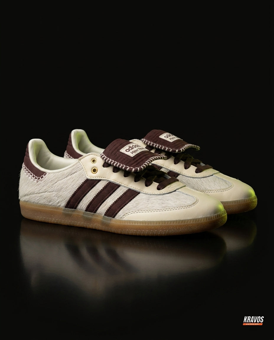 AD Pony-Hair Panelled Terrace Trainer Cream Burgundy Gum