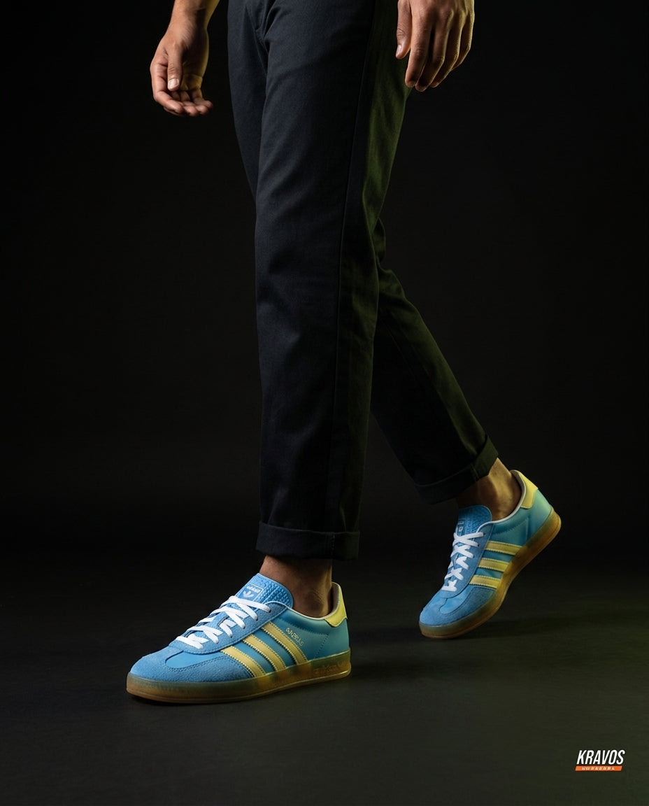 AD Suede Gum-Sole Terrace Trainer Blue Blue Yellow Gum