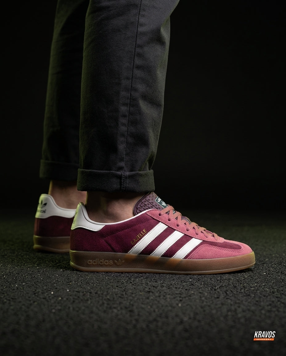 AD Suede Gum-Sole Terrace Trainer Red Burgundy Pink White