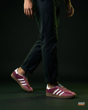 AD Suede Gum-Sole Terrace Trainer Red Burgundy Pink White