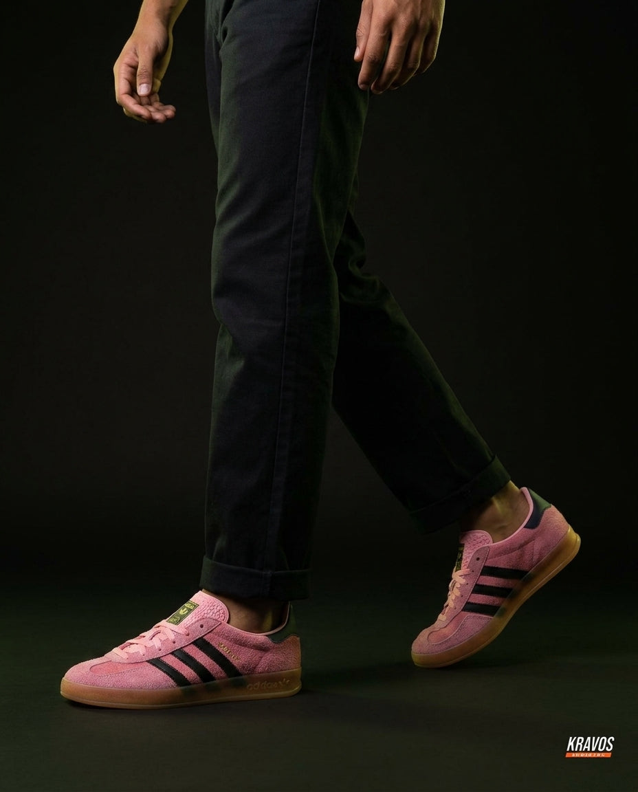 AD Suede Gum-Sole Terrace Trainer Red Pink Black Gum