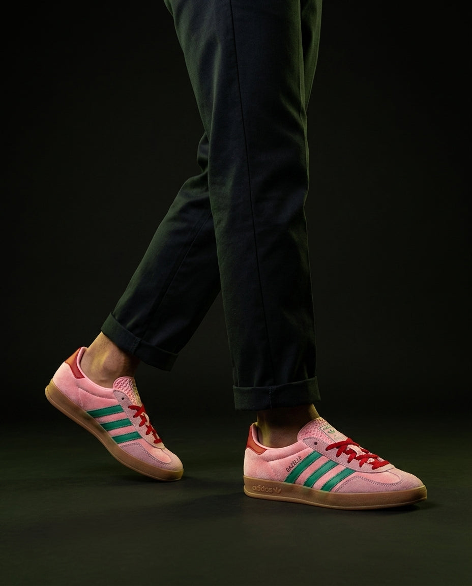 AD Suede Gum-Sole Terrace Trainer Mixed 1 Pink Green Gum