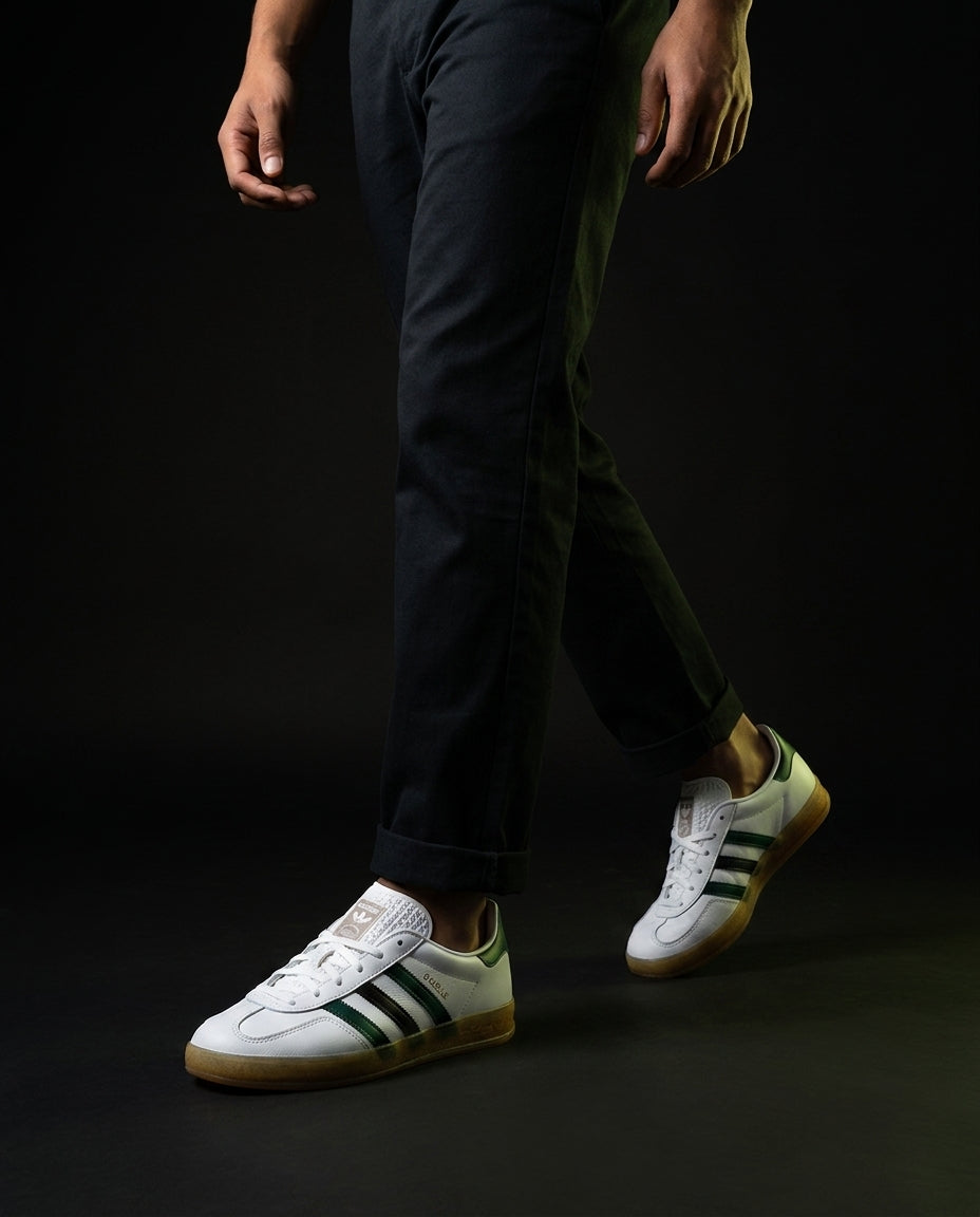 AD Suede Gum-Sole Terrace Trainer Mixed 1 White Green Black