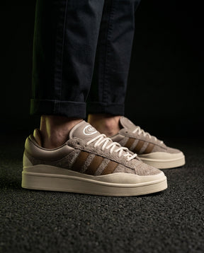 AD Suede Layered Wedge-Sole Trainer Taupe Brown Cream