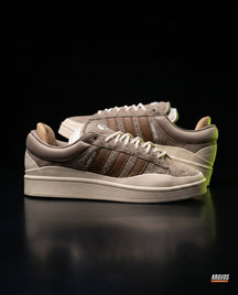 AD Suede Layered Wedge-Sole Trainer Taupe Brown Cream