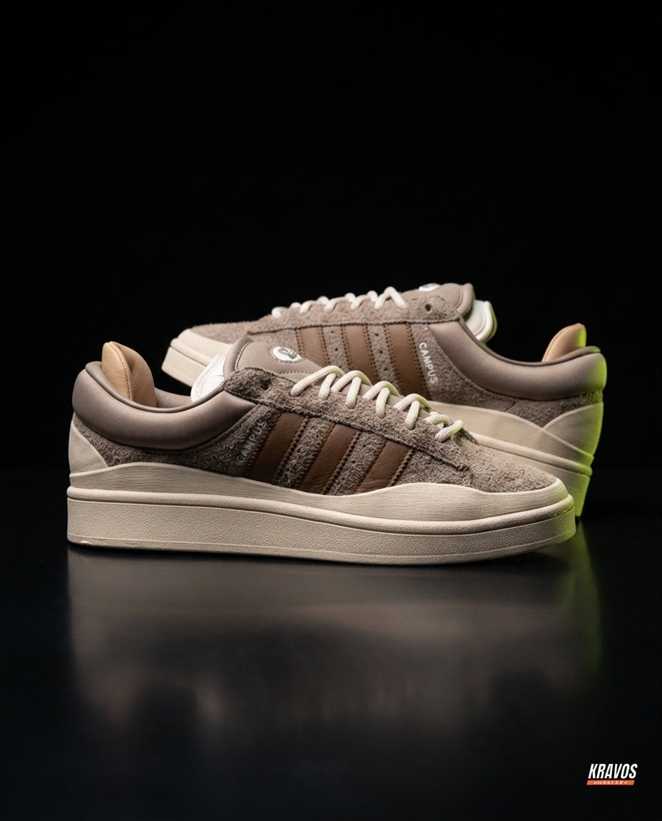 AD Suede Layered Wedge-Sole Trainer Taupe Brown Cream
