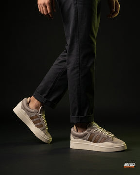 AD Suede Layered Wedge-Sole Trainer Taupe Brown Cream