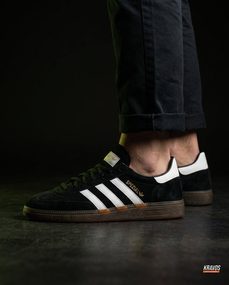 AD Suede Padded-Collar Terrace Trainer Black White Gum