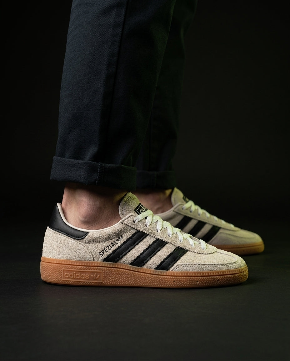 AD Suede Padded-Collar Terrace Trainer Cream Black Gum