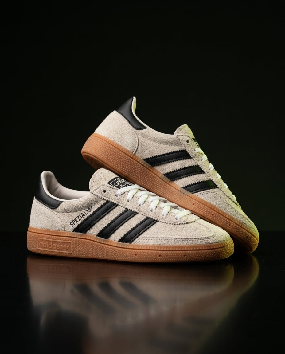 AD Suede Padded-Collar Terrace Trainer Cream Black Gum