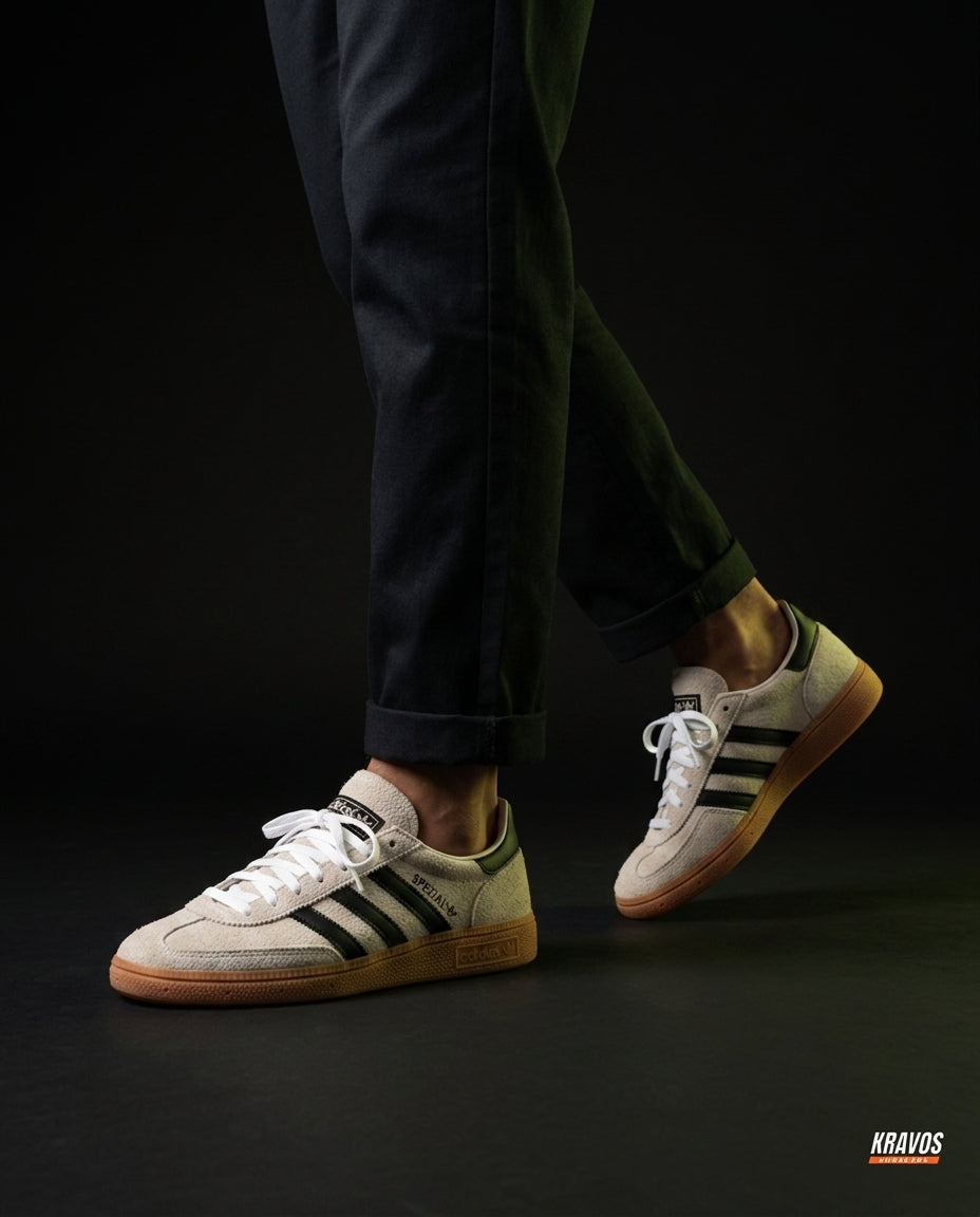 AD Suede Padded-Collar Terrace Trainer Cream Black Gum