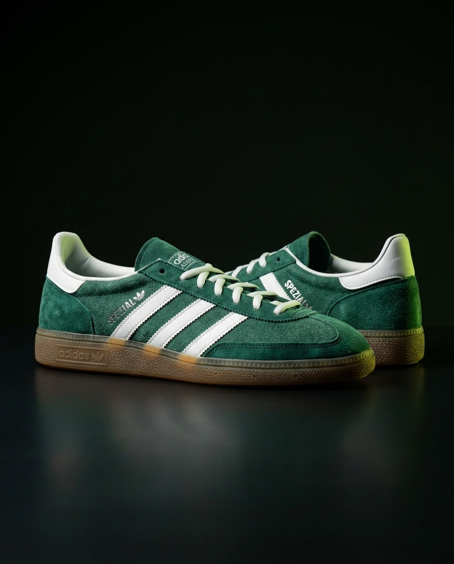 AD Suede Padded-Collar Terrace Trainer Green White Gum