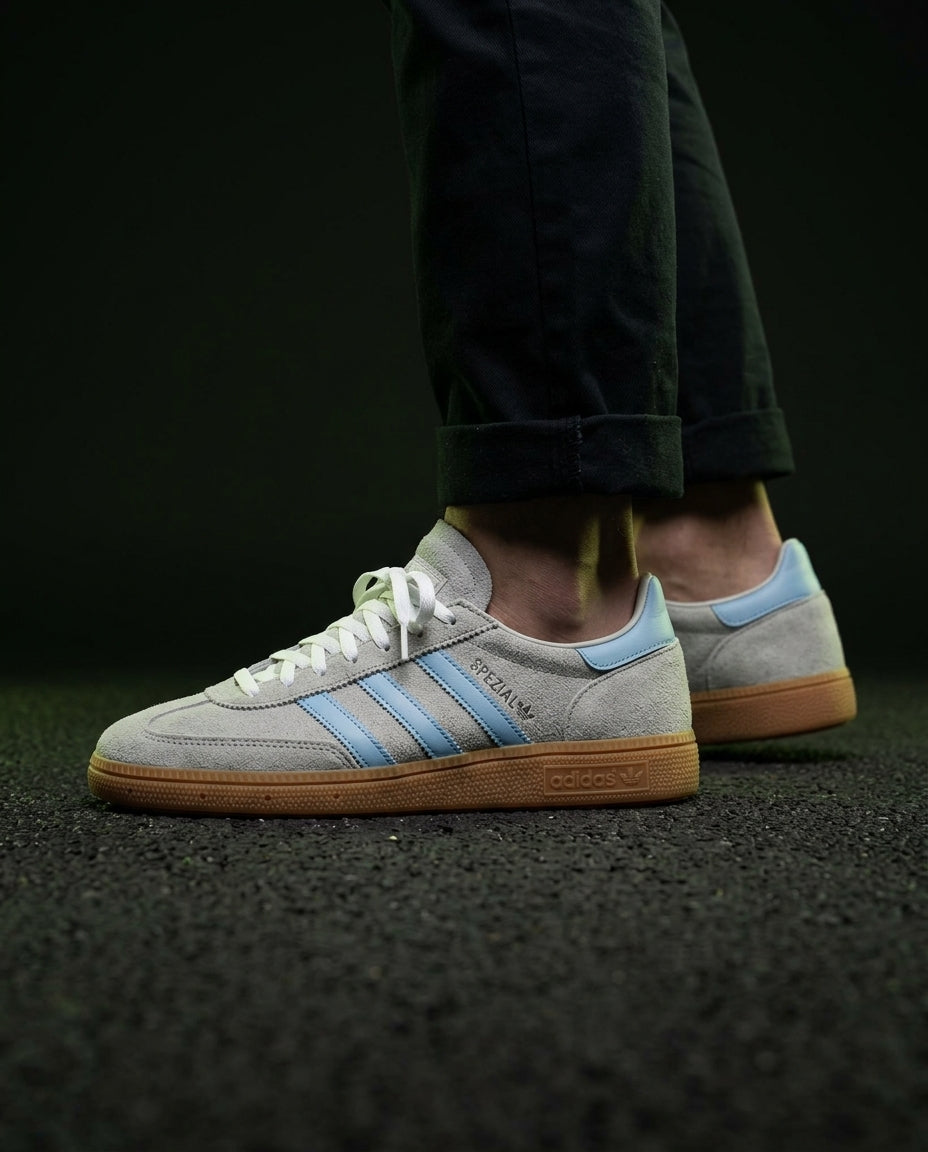 AD Suede Padded-Collar Terrace Trainer Grey Blue Gum