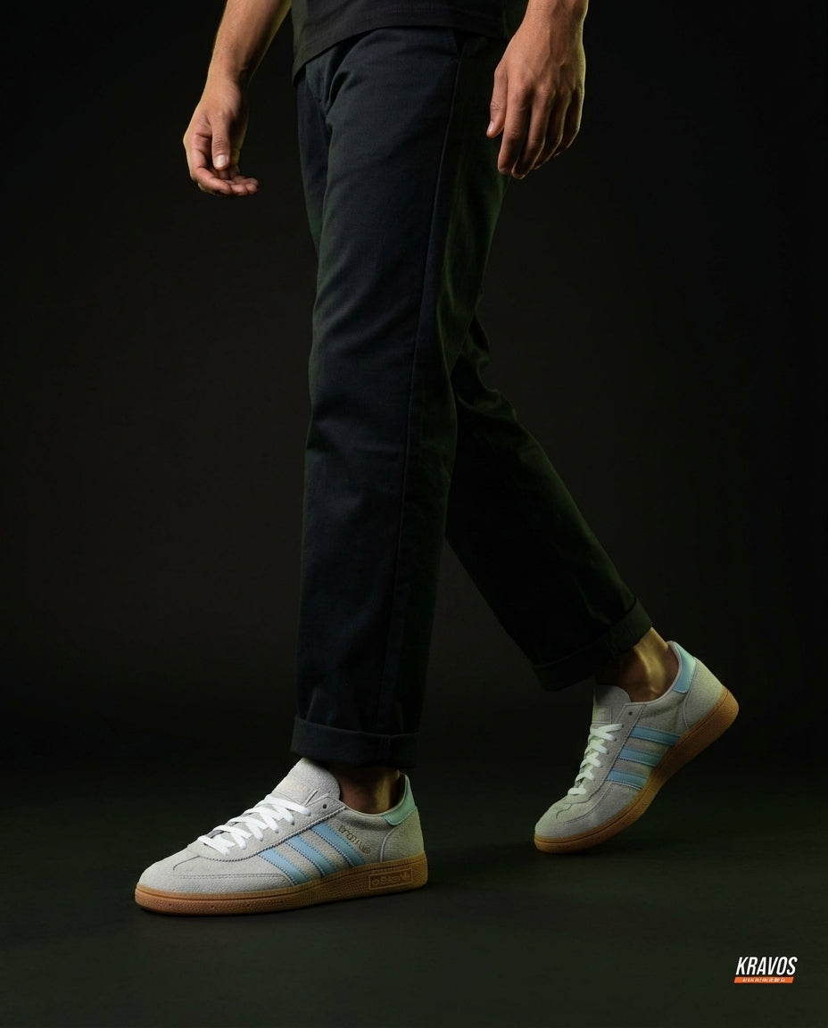 AD Suede Padded-Collar Terrace Trainer Grey Blue Gum
