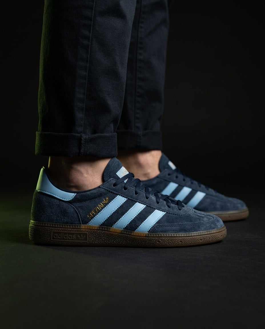 AD Suede Padded-Collar Terrace Trainer Navy Sky Blue