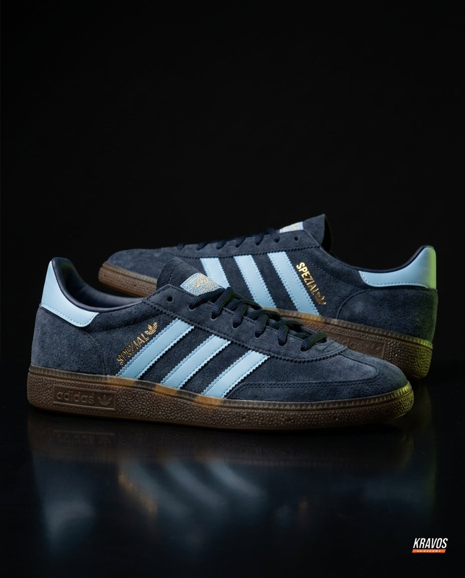 AD Suede Padded-Collar Terrace Trainer Navy Sky Blue