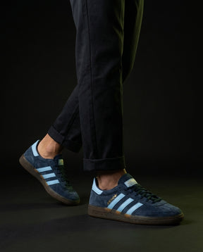 AD Suede Padded-Collar Terrace Trainer Navy Sky Blue