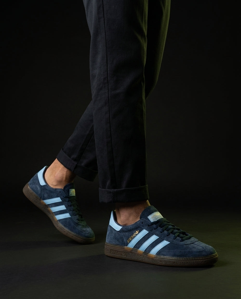 AD Suede Padded-Collar Terrace Trainer Navy Sky Blue