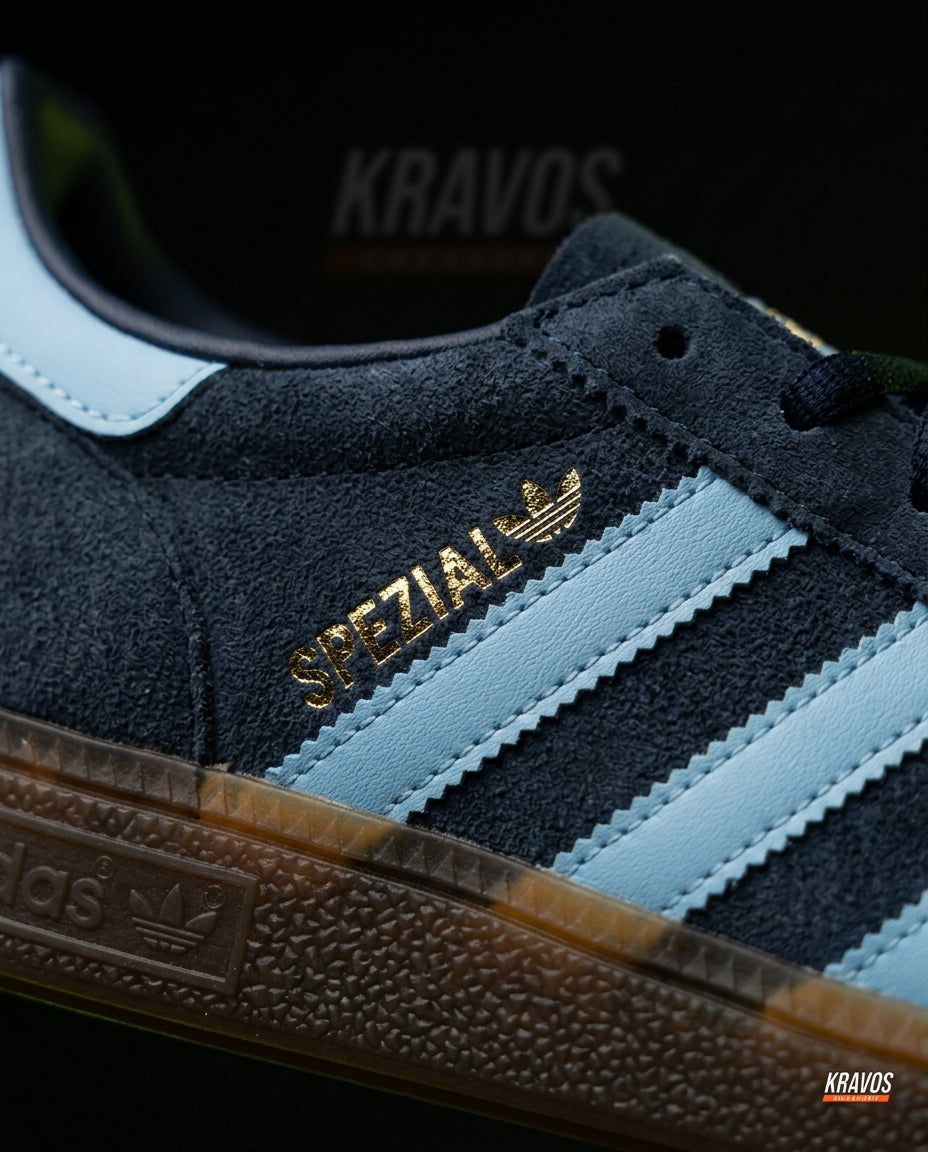 AD Suede Padded-Collar Terrace Trainer Navy Sky Blue