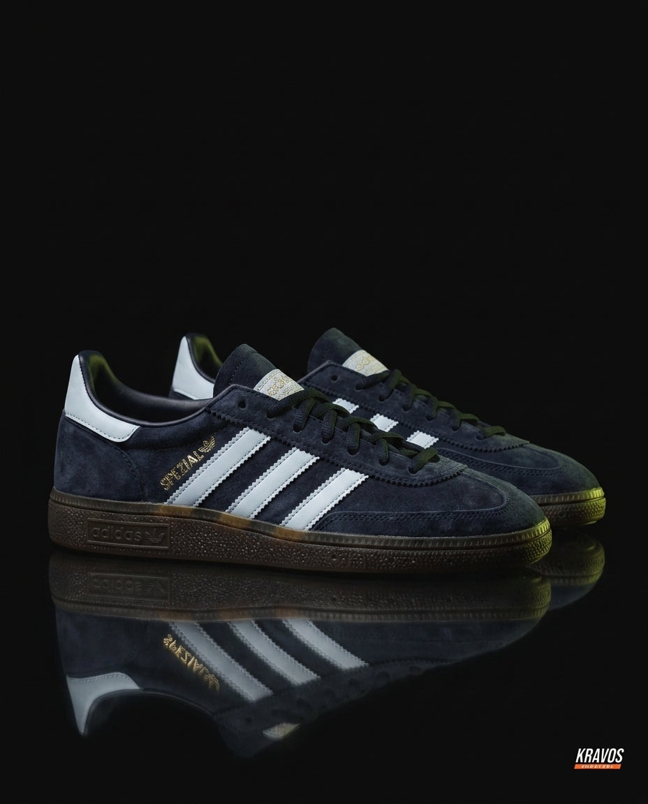 AD Suede Padded-Collar Terrace Trainer Navy White Gum