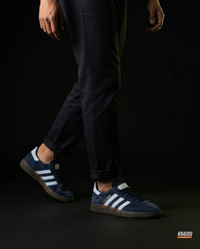 AD Suede Padded-Collar Terrace Trainer Navy White Gum
