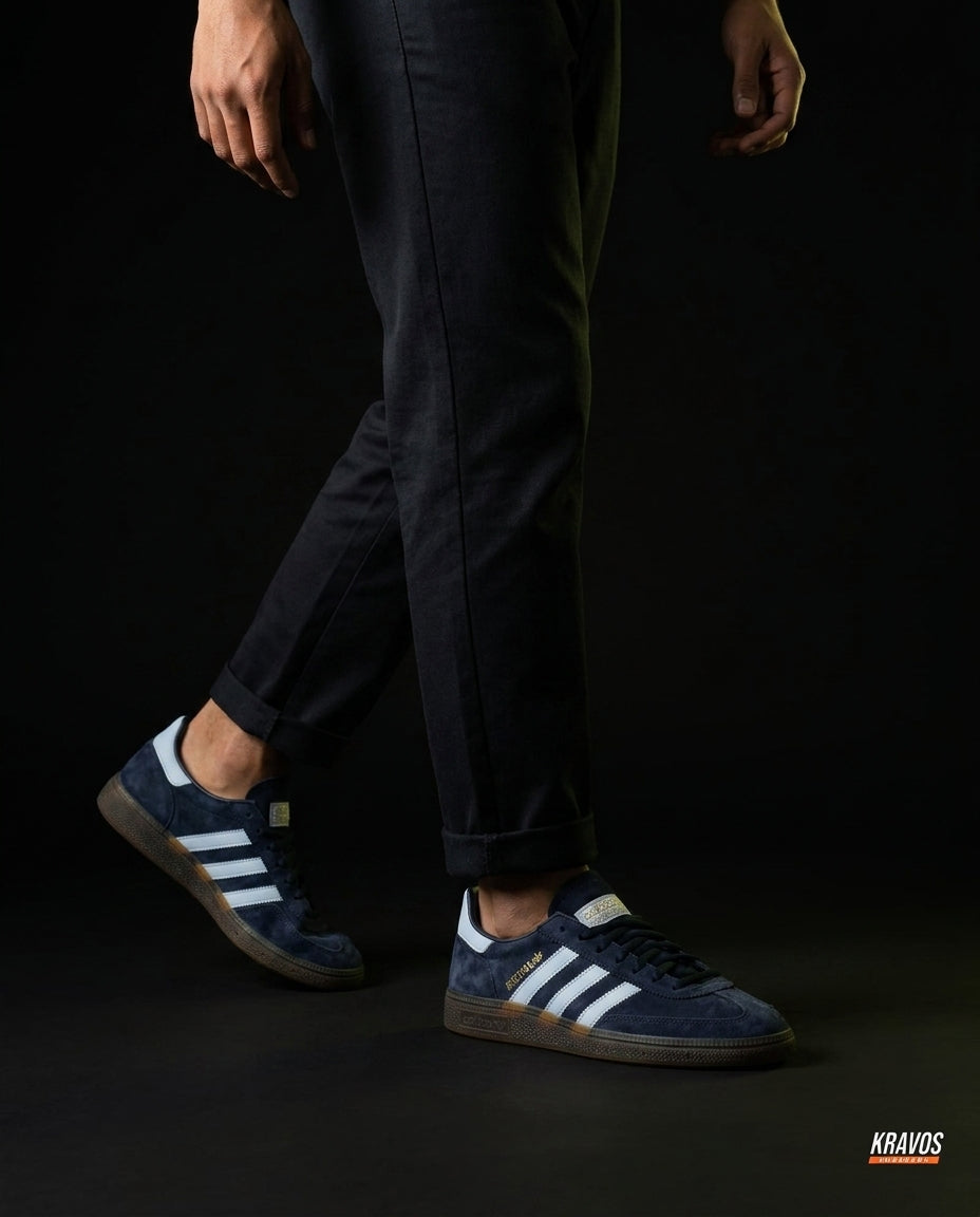 AD Suede Padded-Collar Terrace Trainer Navy White Gum