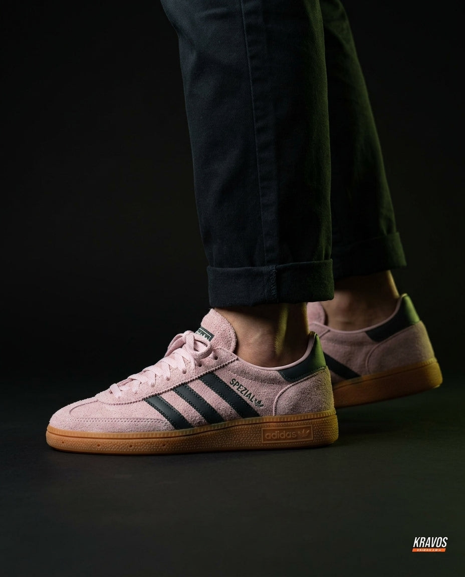 AD Suede Padded-Collar Terrace Trainer Pink Green Gum