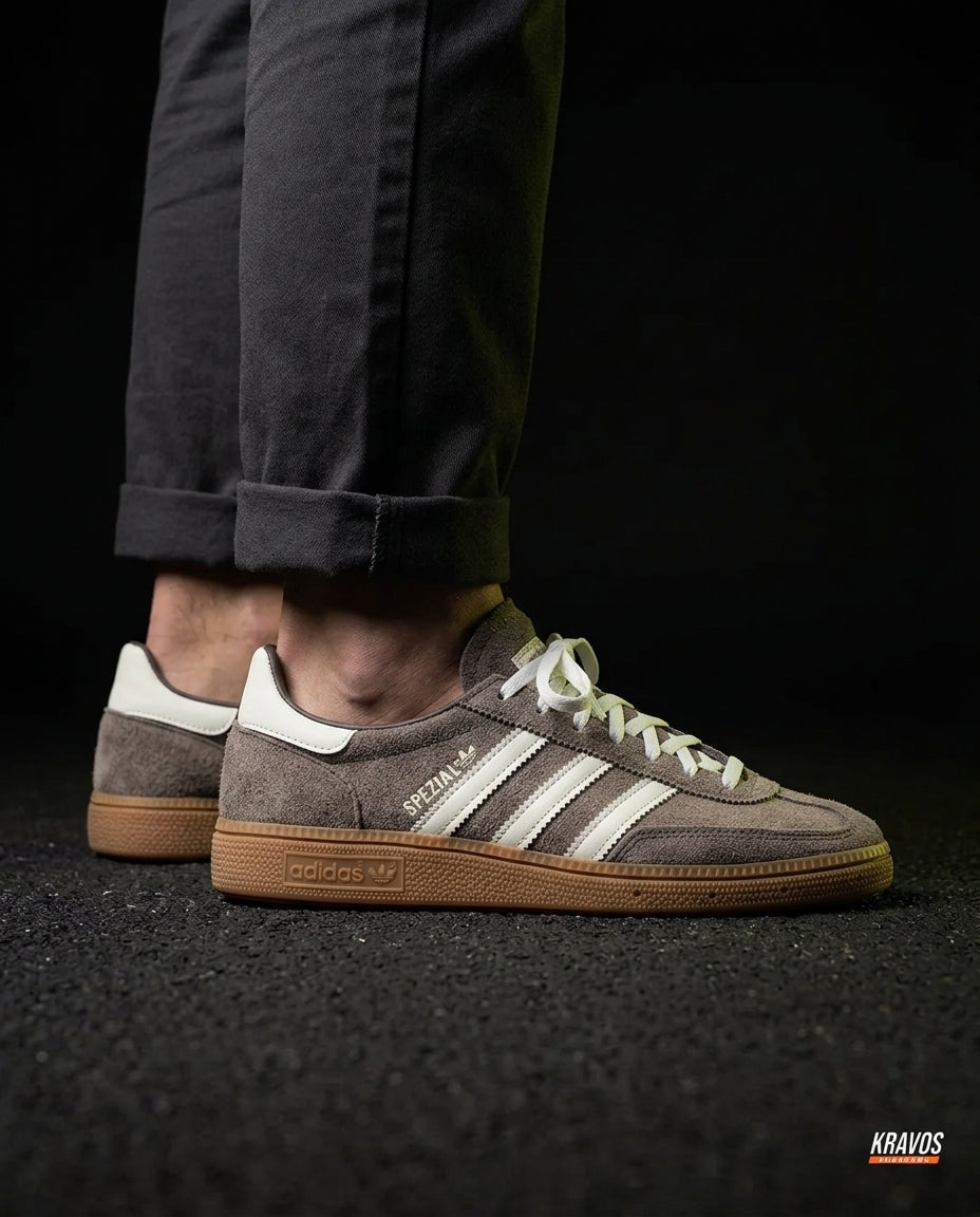 AD Suede Padded-Collar Terrace Trainer Taupe White Gum