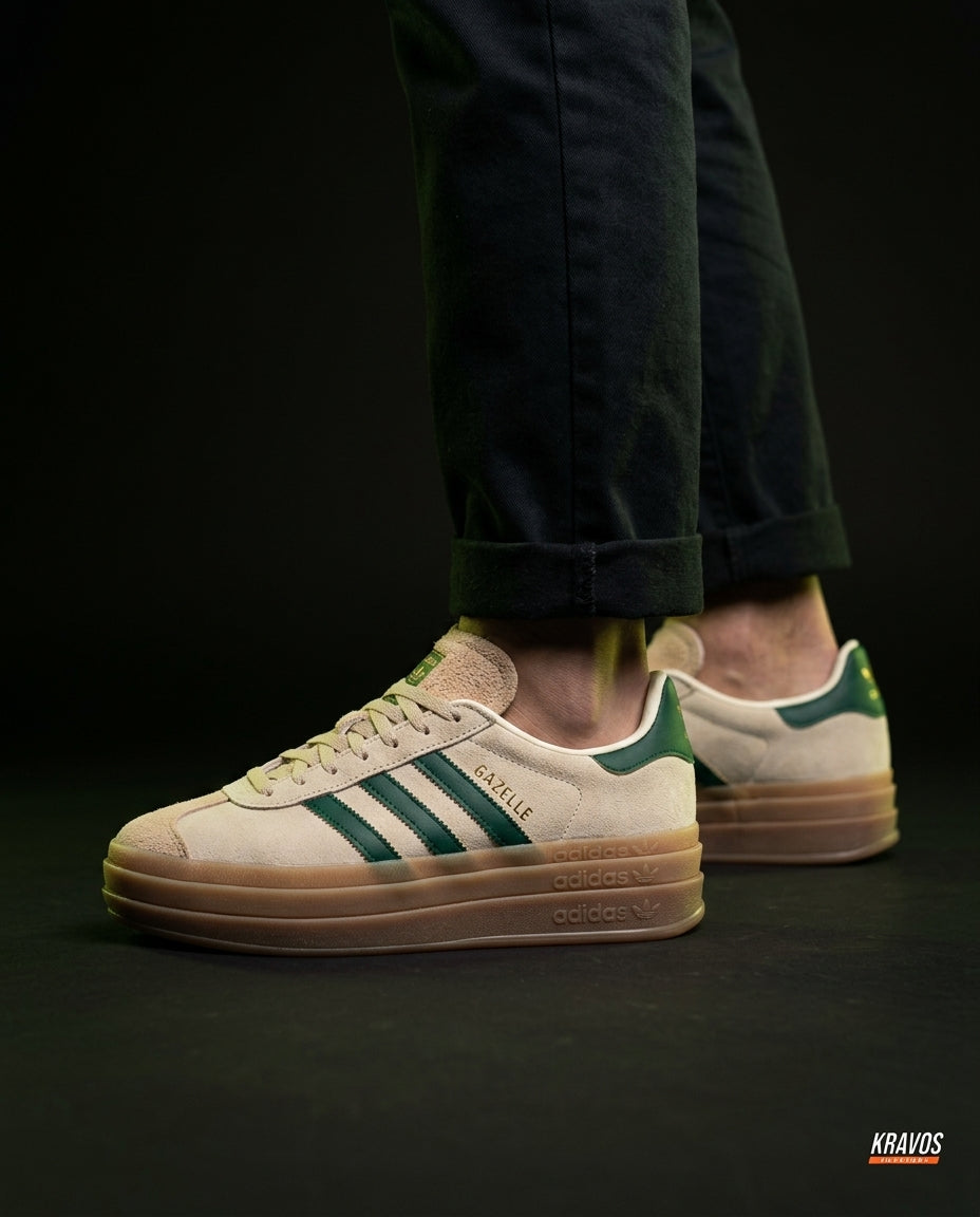 AD Suede Platform Gum-Sole Trainer Cream Green Gum