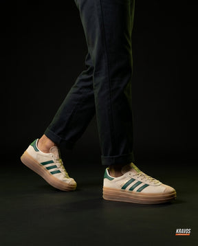 AD Suede Platform Gum-Sole Trainer Cream Green Gum