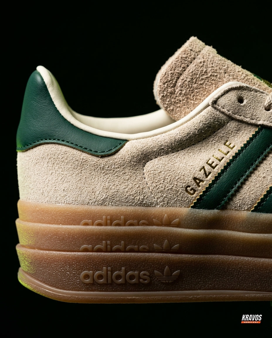 AD Suede Platform Gum-Sole Trainer Cream Green Gum