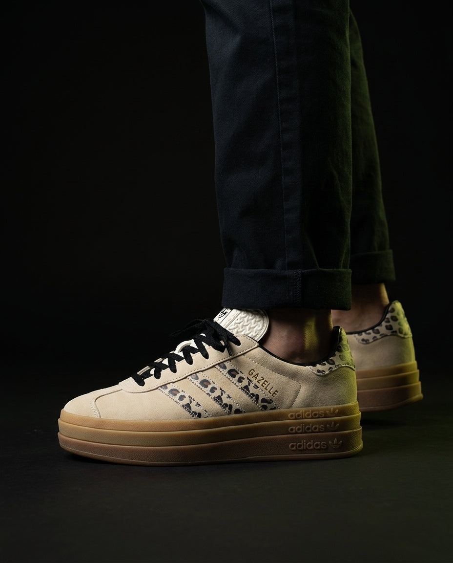 AD Suede Platform Gum-Sole Trainer Cream Leopard Gum