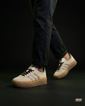 AD Suede Platform Gum-Sole Trainer Cream Leopard Gum