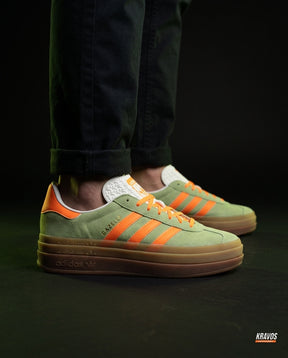AD Suede Platform Gum-Sole Trainer Green Orange Gum