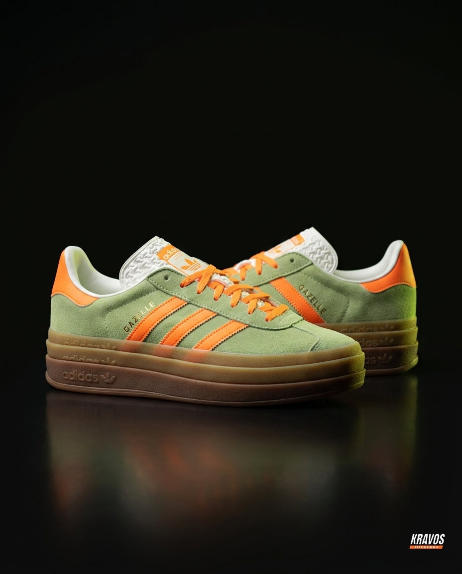 AD Suede Platform Gum-Sole Trainer Green Orange Gum