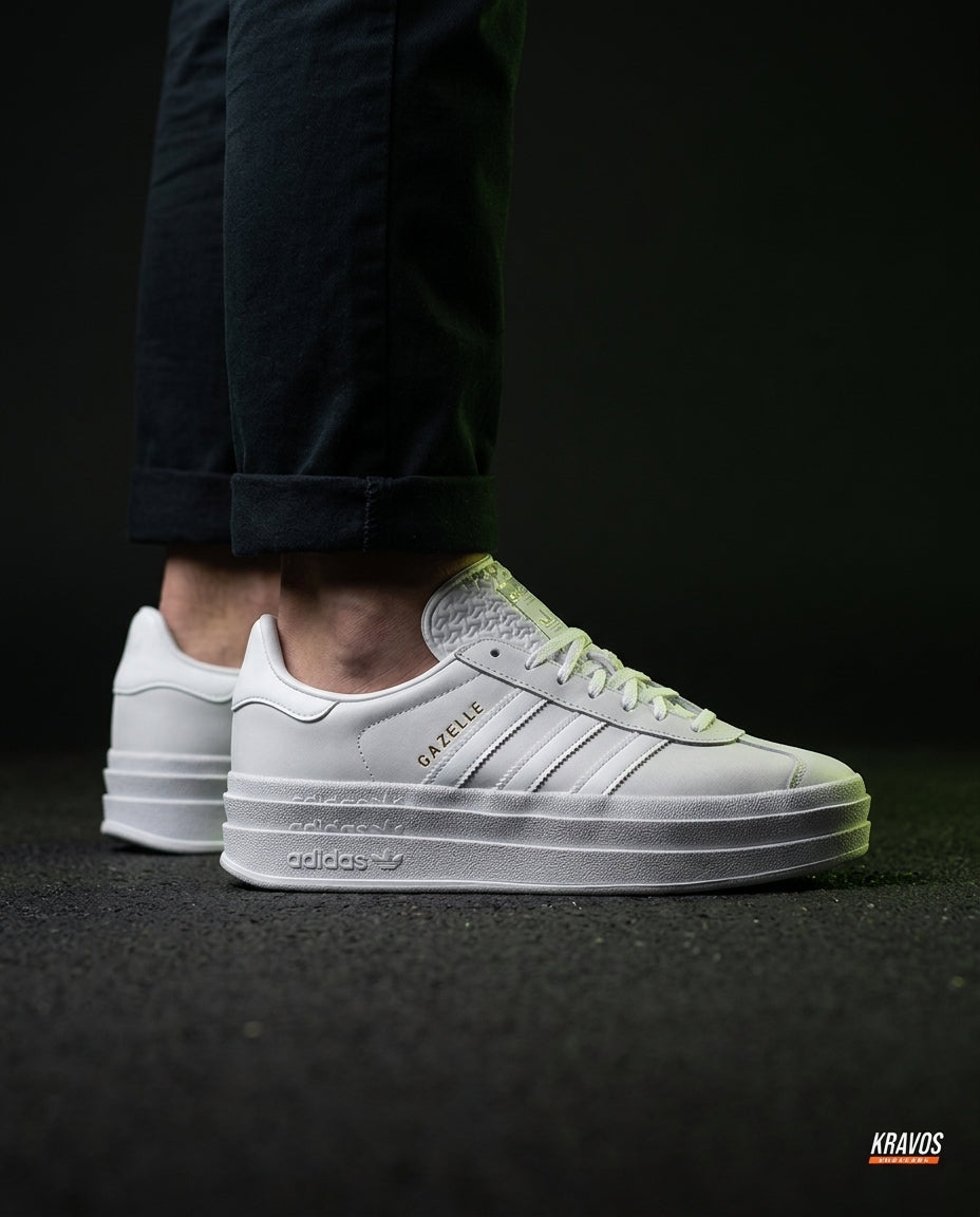 AD Suede Platform Gum-Sole Trainer Triple White