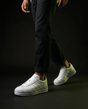 AD Suede Platform Gum-Sole Trainer Triple White