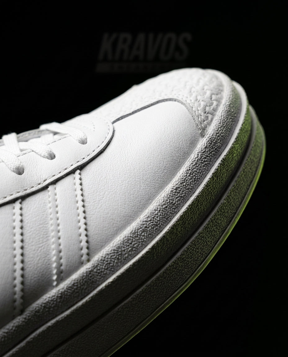 AD Suede Platform Gum-Sole Trainer Triple White