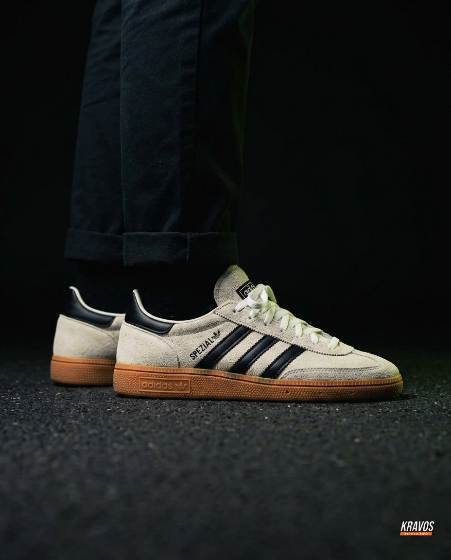AD Suede Ribbed-Toe Handball Trainer Cream Black Gum